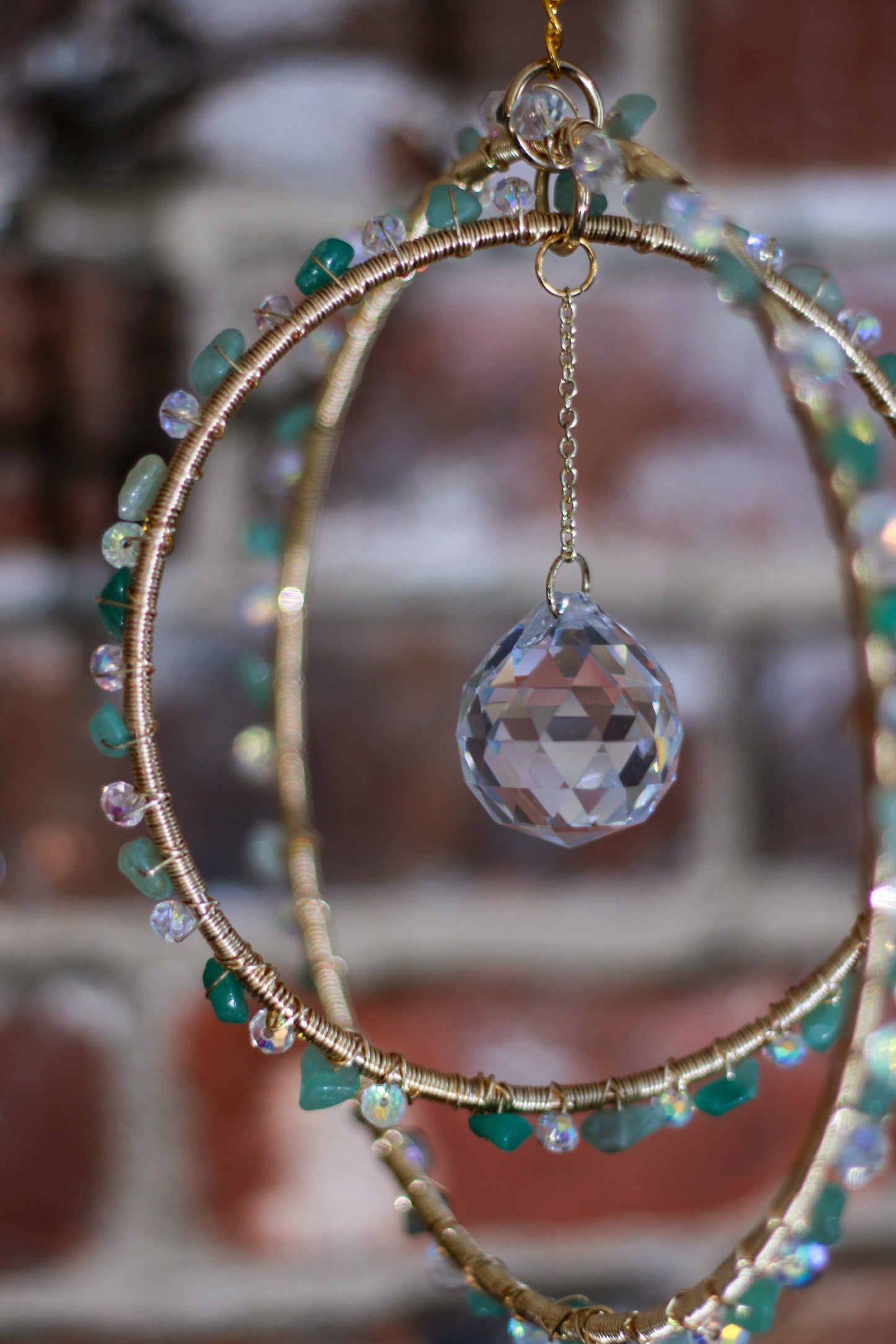 Green Aventurine Double Hoop