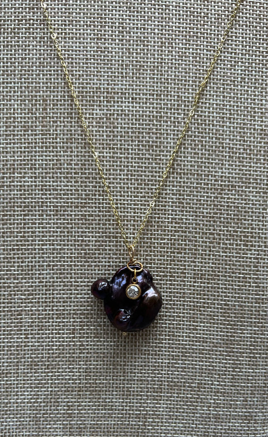 Purple Pearl & CZ Necklace