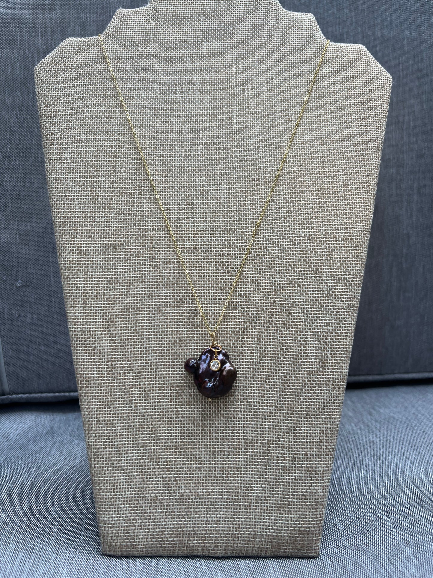 Purple Pearl & CZ Necklace