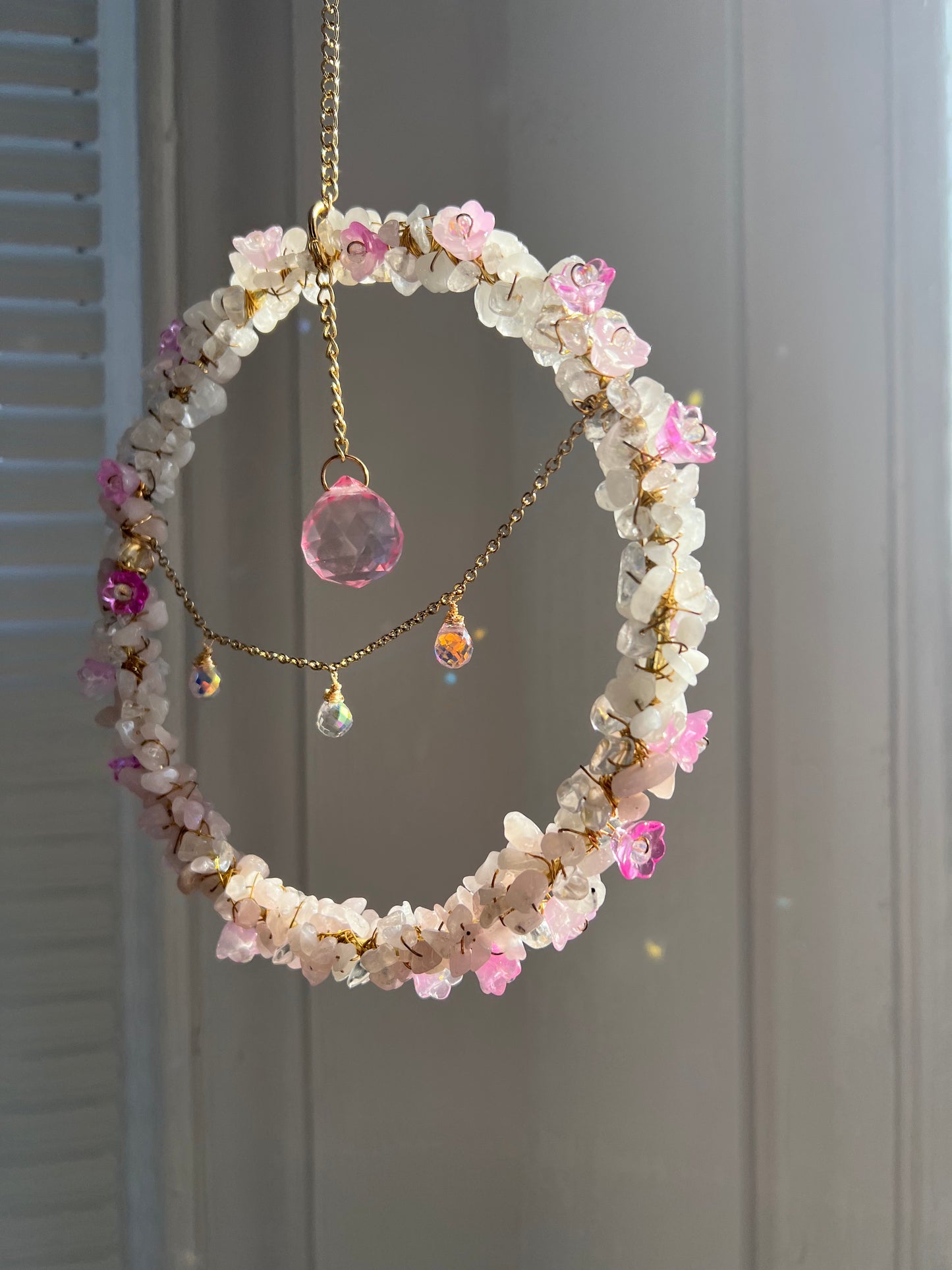 Pink Quartz in Bloom Sun Catcher