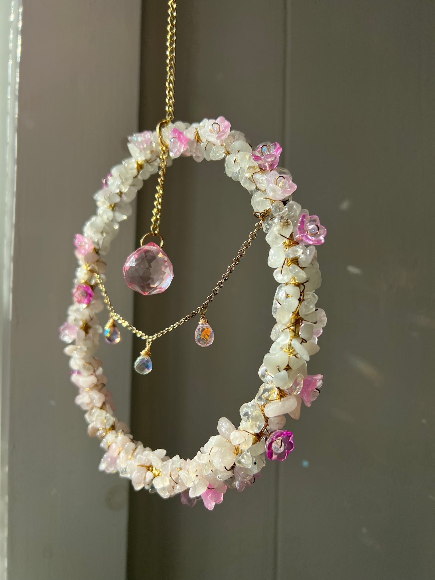 Pink Quartz in Bloom Sun Catcher