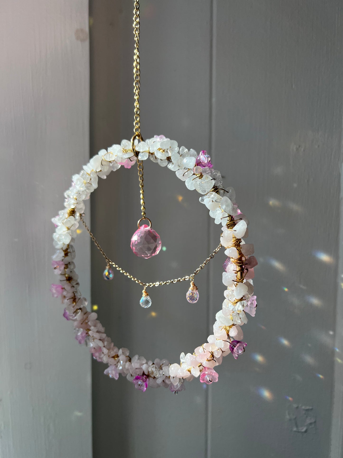 Pink Quartz in Bloom Sun Catcher