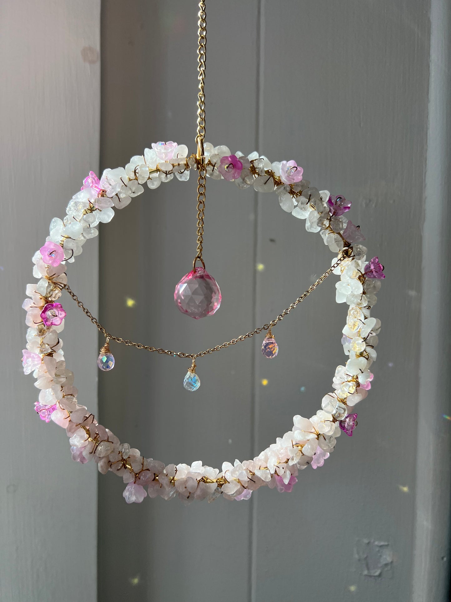 Pink Quartz in Bloom Sun Catcher