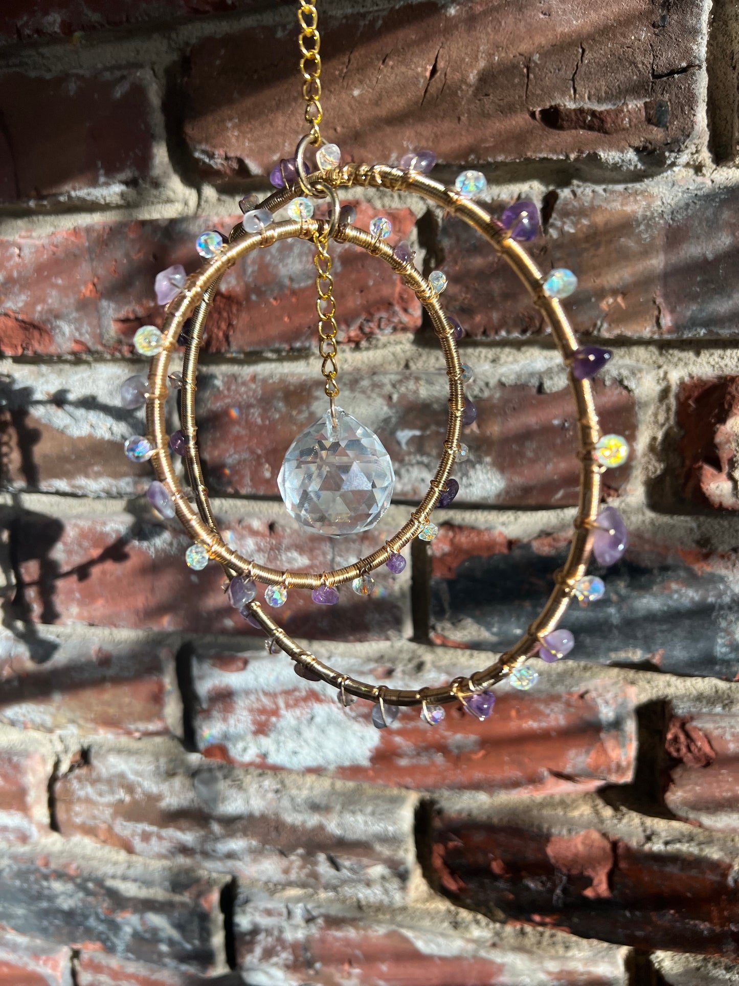 Amethyst Double Hoop Sun Catcher