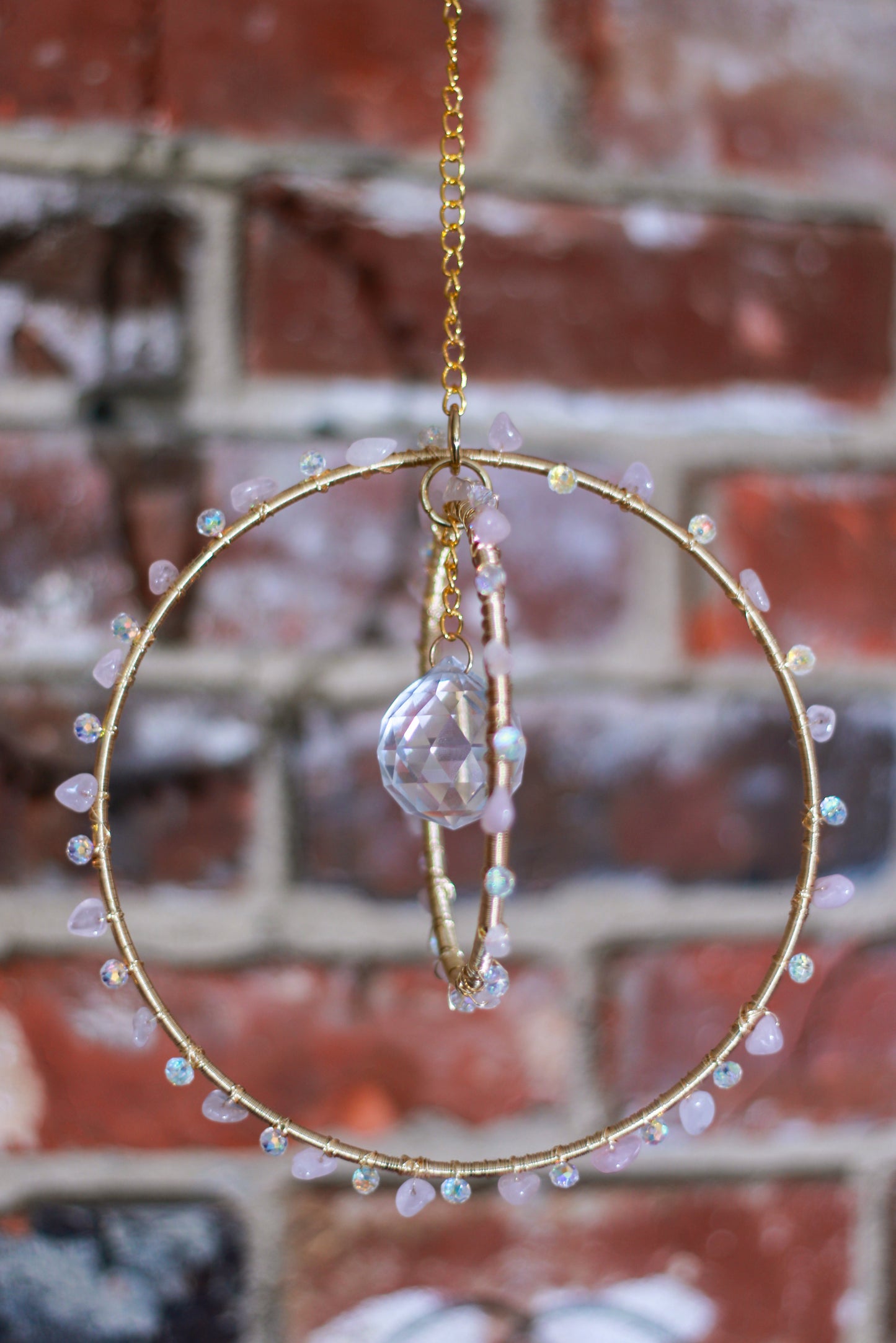 Rose Quartz Double Hoop