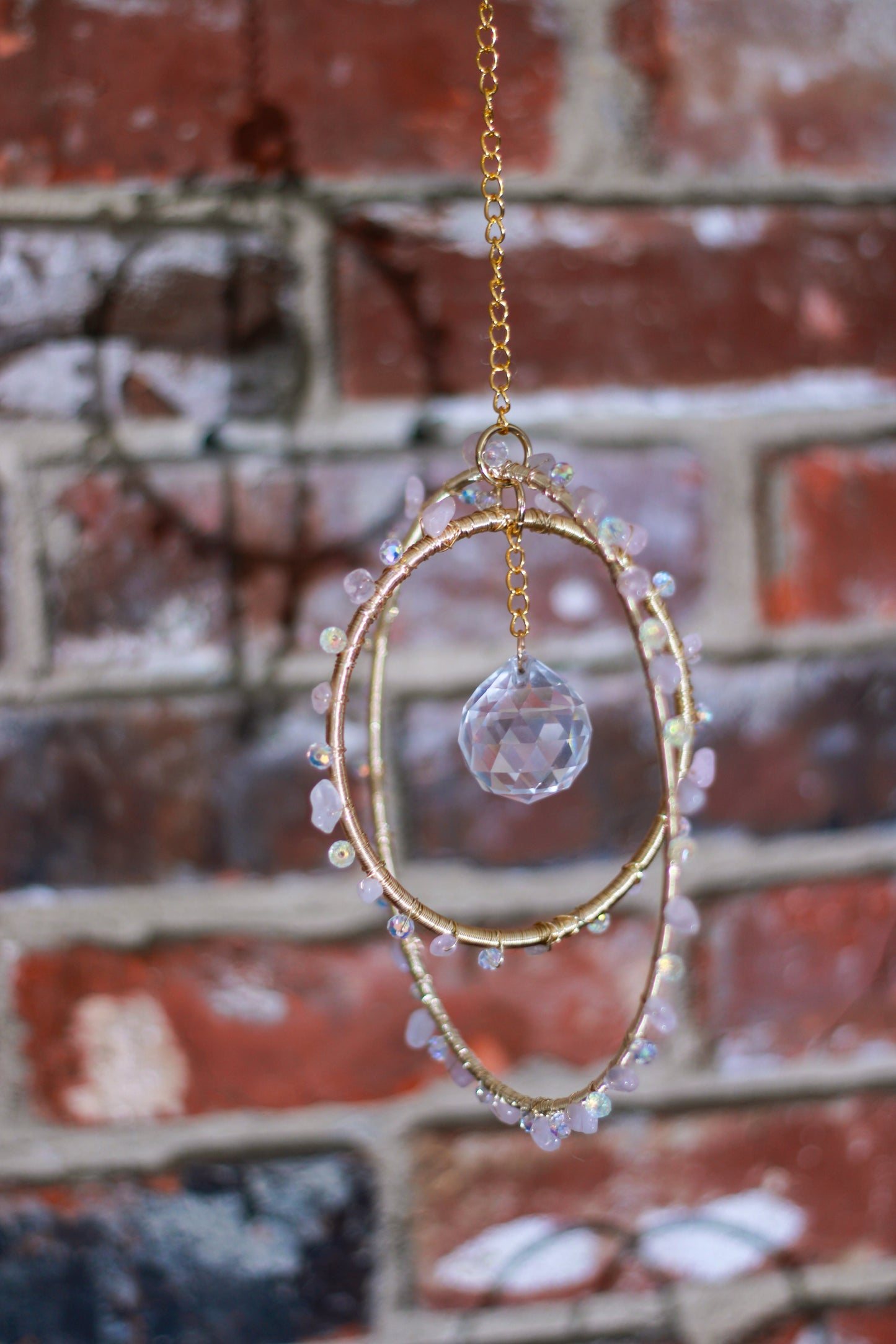 Rose Quartz Double Hoop