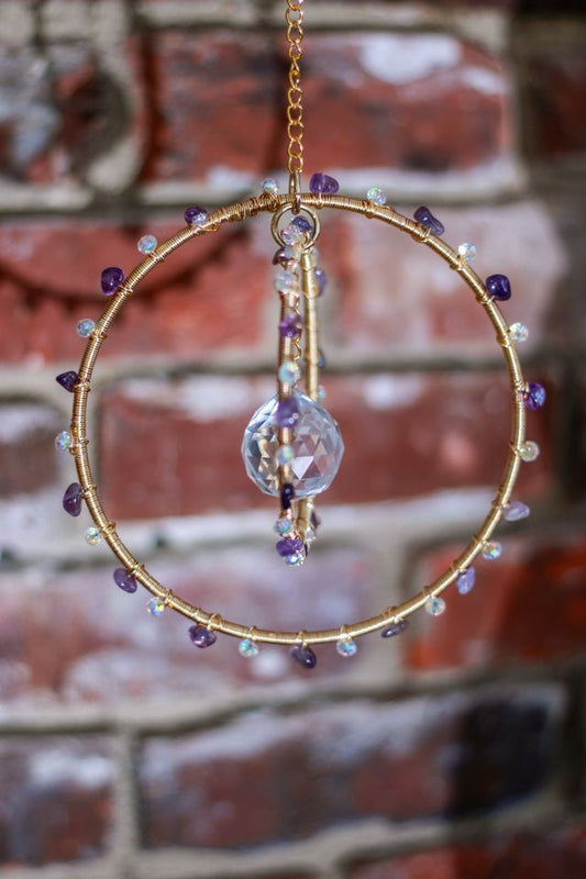 Amethyst Double Hoop Sun Catcher